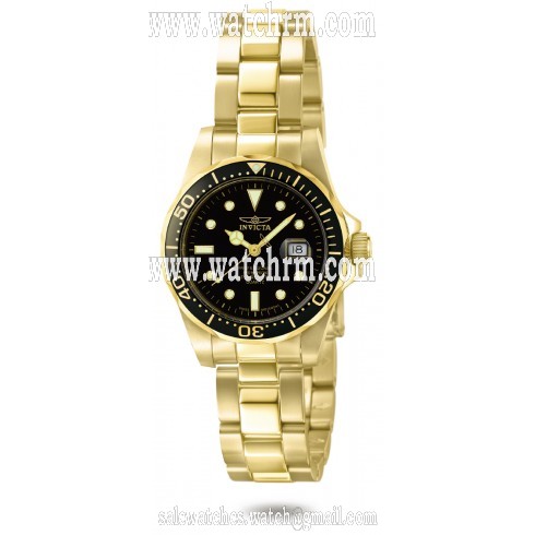Invicta Pro Diver Black Dial Gold-Tone Stainless Steel Ladies Watch 4869