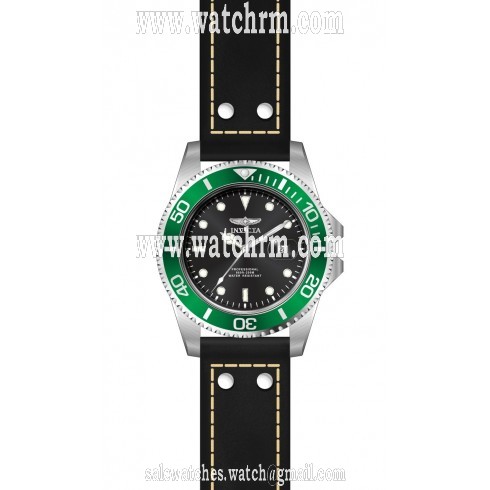 Invicta Pro Diver Black Dial Green Bezel Black Leather Men's Watch 22072