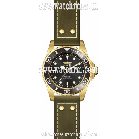 Invicta Pro Diver Black Dial Green Leather Men's Watch 22075
