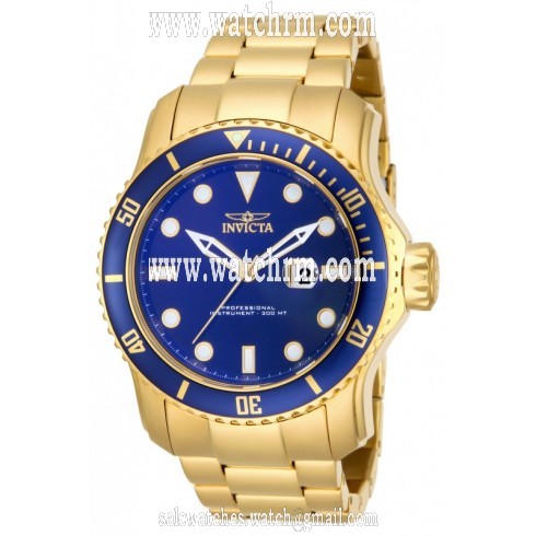 Invicta Pro Diver Blue dial 18kt Gold Ion-plated Men's Watch 15352