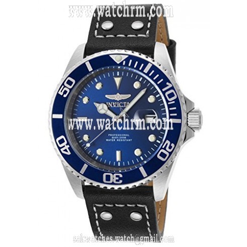 Invicta Pro Diver Blue Dial Blue Bezel Black Leather Men's Watch 22068