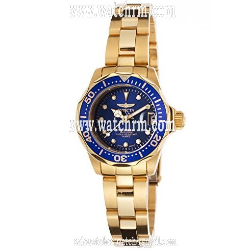 Invicta Pro Diver Blue Dial Gold-plated Ladies Watch 17036