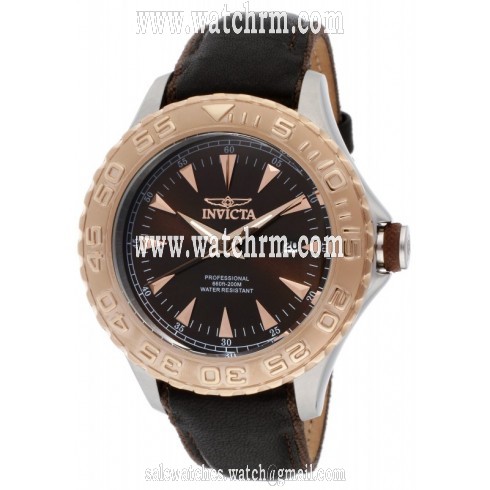Invicta Pro Diver Brown Dial Black Leather Men's Watch 12616