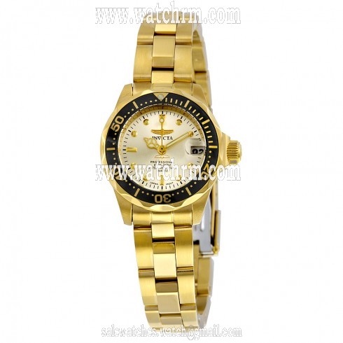 Invicta Pro Diver Champagne Dial 18kt Gold Ion-plated Ladies Watch 14987