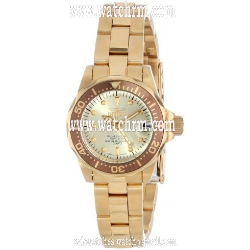 Invicta Pro Diver Champagne Dial 18kt Gold Ion-plated Ladies Watch 12527