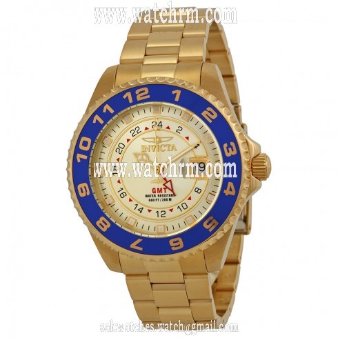 Invicta Pro Diver Champagne Dial Blue Bezel Gold-plated Men's Watch 17153