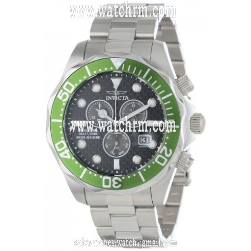 Invicta Pro Diver Chronograh Black Carnon Fiber Dial Stainless Steel Men's Watch 12569