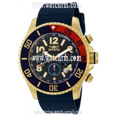 Invicta Pro Diver Chronograph Black Carbon Fiber Dial Black Polyurethane Men's Watch 13730