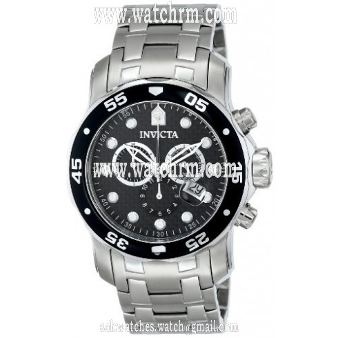Invicta Pro Diver Chronograph Black Carbon Fiber Dial Stainless Steel Men's Watch 17082