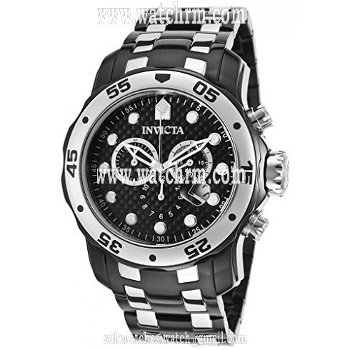 Invicta Pro Diver Chronograph Black Carbon Fiber Dial Two-tone Men's Watch 17084