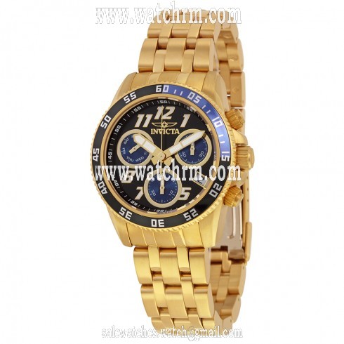 Invicta Pro Diver Chronograph Black Dial 18kt Gold-plated Men's Swiss Quartz Watch 19191