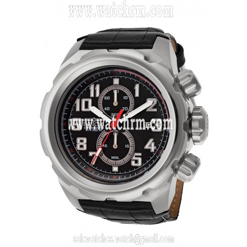 Invicta Pro Diver Chronograph Black Dial Black Leather Men's Watch 15066