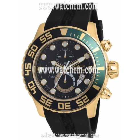 Invicta Pro Diver Chronograph Black Dial Black Polyurethane Men's Watch 19245