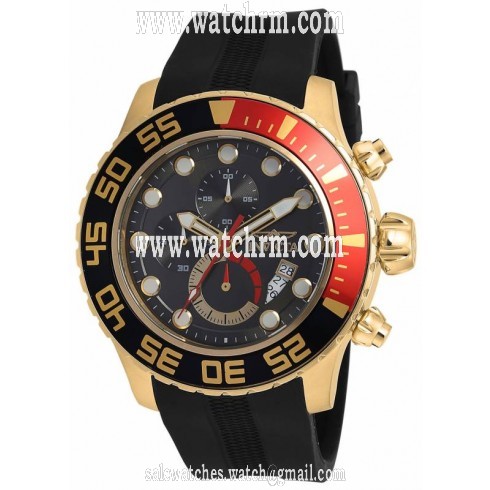 Invicta Pro Diver Chronograph Black Dial Black Polyurethane Men's Watch 19246