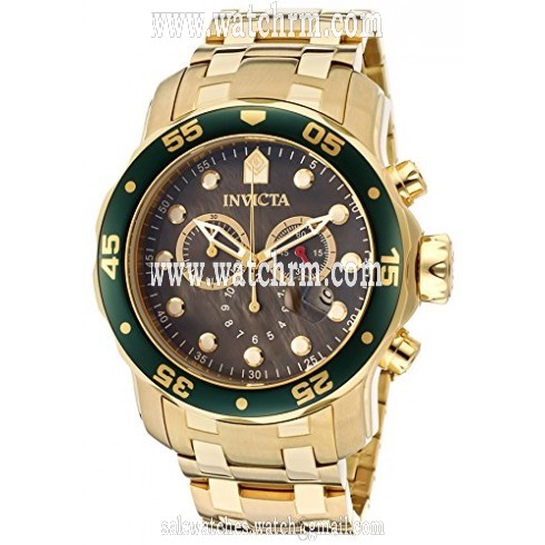 Invicta Pro Diver Chronograph Black Dial Gold Ion-plated Men's Watch 80074