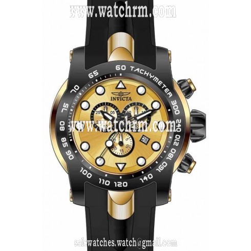 Invicta Pro Diver Chronograph Black Dial Gold Silicone Men's Watch 17811