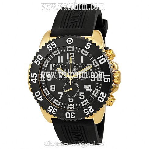 Invicta Pro Diver Chronograph Black Dial Gold-plated Men's Watch and Strap Set 12531