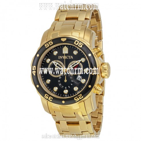 Invicta Pro Diver Chronograph Black Dial Gold-tone Men's Watch 0072