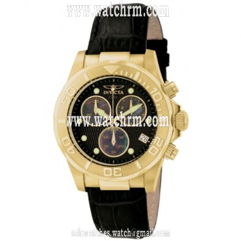 Invicta Pro Diver Chronograph Black Dial Gold-Tone Stainless Steel Men's Watch 1721