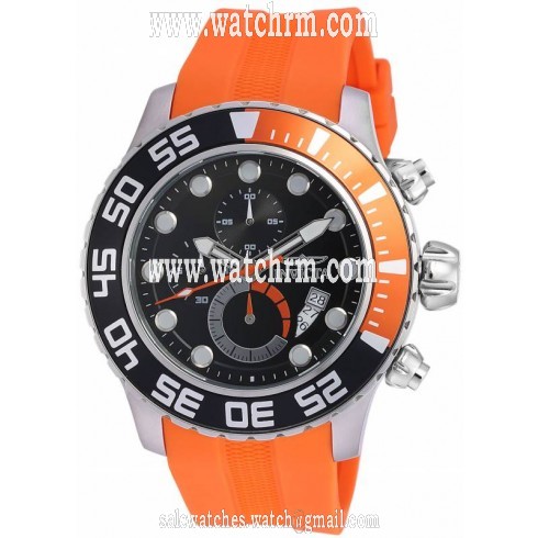 Invicta Pro Diver Chronograph Black Dial Orange Polyurethane Men's Watch 19243