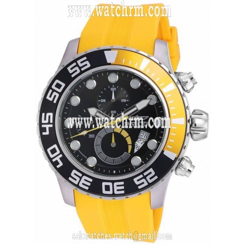 Invicta Pro Diver Chronograph Black Dial Yellow Polyurethane Men's Watch 19244