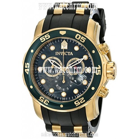 Invicta Pro Diver Chronograph Black Mother of Pearl Black Polyurethane  Gold-plated Men's Watch 17883