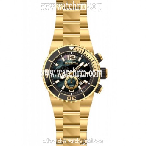 Invicta Pro Diver Chronograph Black Mother of Pearl Dial Gold-plated Men's Watch 80244