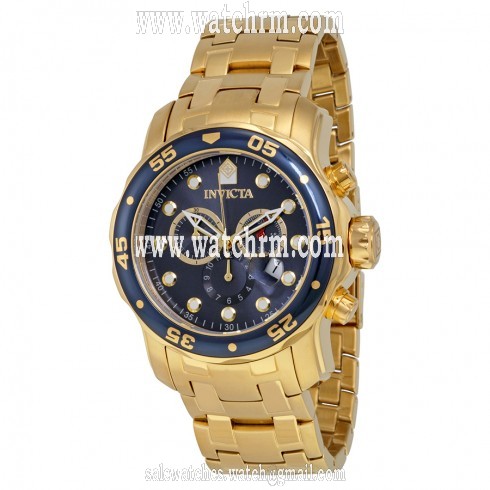 Invicta Pro Diver Chronograph Blue Dial 18kt Gold-plated Men's Watch 0073