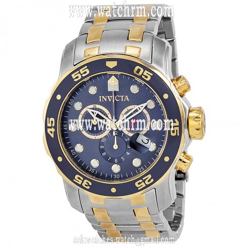 Invicta Pro Diver Chronograph Blue Dial 18kt Gold-plated Men's Watch 0077