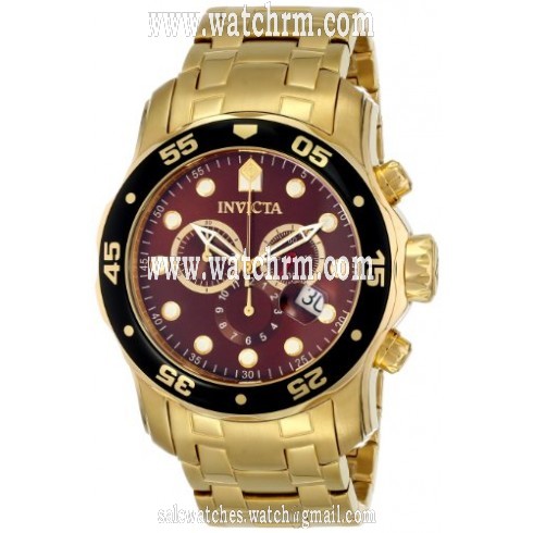 Invicta Pro Diver Chronograph Brown Dial Gold-plated Men's Watch 80065