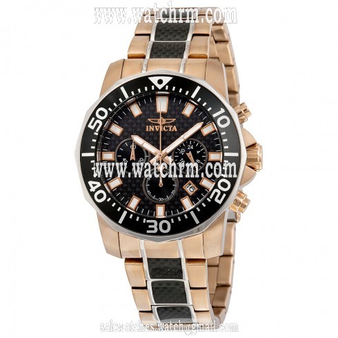 Invicta Pro Diver Chronograph Carbon Fiber Dial 18kt Rose Gold-plated Men's Watch 17255