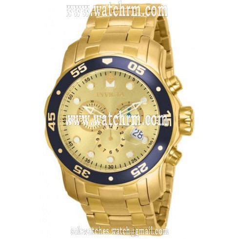 Invicta Pro Diver Chronograph Champagne Dial Gold Ion-plated Men's Watch 80068