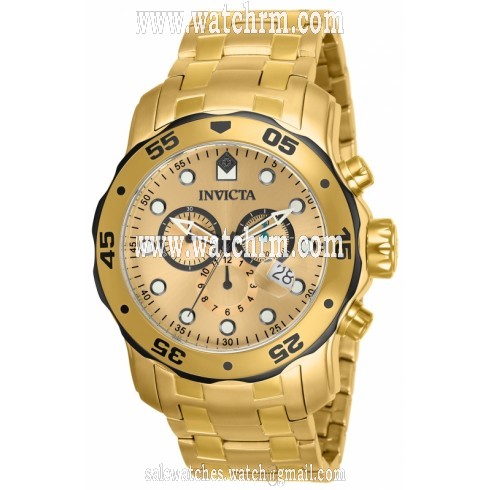 Invicta Pro Diver Chronograph Champagne Dial Gold-plated Mens Watch 80070