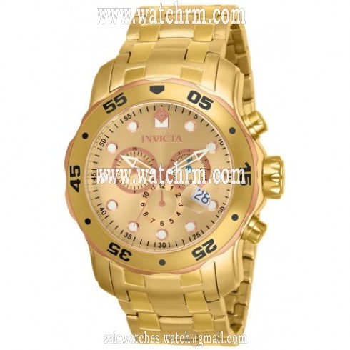 Invicta Pro Diver Chronograph Champagne Dial Gold-plated Men's Watch 80071