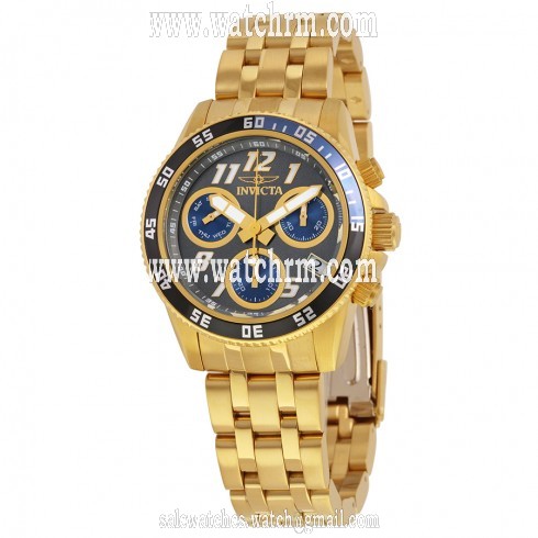 Invicta Pro Diver Chronograph Charcoal Dial 18kt Gold-plated Men's Swiss Quartz Watch 19192