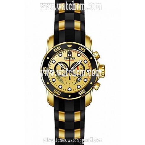 Invicta Pro Diver Chronograph Gold Dial Black Polyurethane Gold-plated Men's Watch 17566