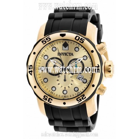 Invicta Pro Diver Chronograph Gold Dial Black Polyurethane Men's Watch 18040