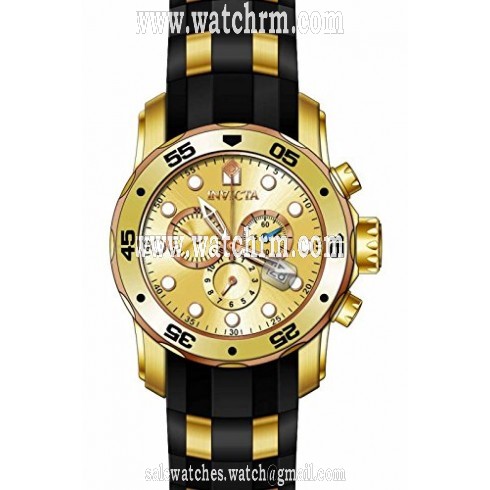Invicta Pro Diver Chronograph Gold Dial Black Rubber Men's Watch 17884