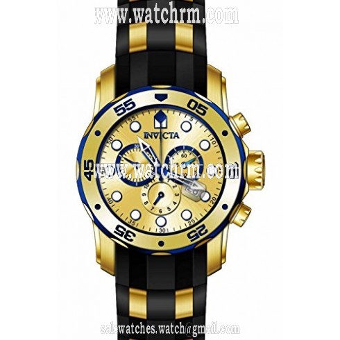 Invicta Pro Diver Chronograph Gold Dial Black Rubber Men's Watch 17887
