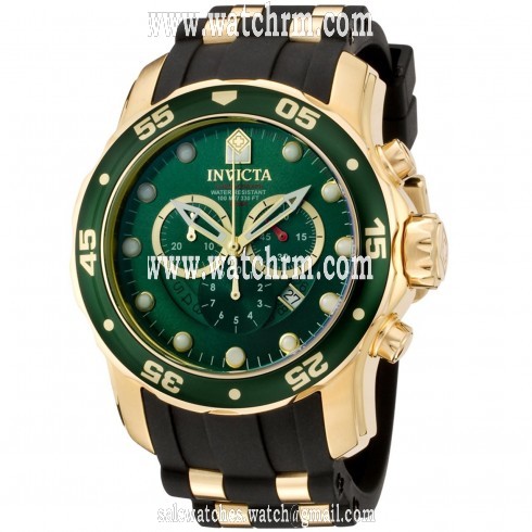Invicta Pro Diver Chronograph Green Dial Black Polyurethane Men's Watch 6984