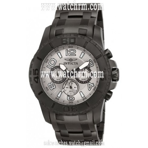 Invicta Pro Diver Chronograph Grey Dial Black Ion-plated Men's Watch 15024