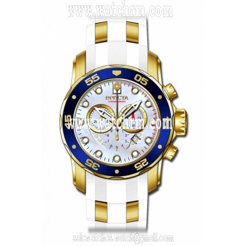 Invicta Pro Diver Chronograph Mother of Pearl White Polyurethane Men's Watch 20288