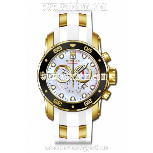 Invicta Pro Diver Chronograph Mother of Pearl White Polyurethane Men's Watch 20289