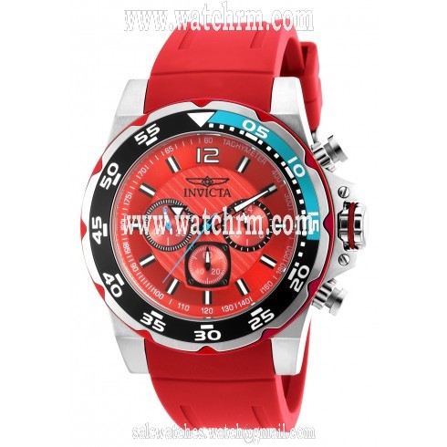 Invicta Pro Diver Chronograph Red Dial Red Polyurethane Men's Watch 20026