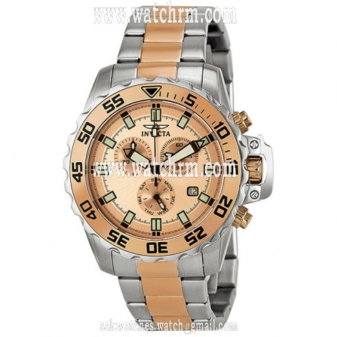 Invicta Pro Diver Chronograph Rose Dial Two-tone Men's Watch 13627