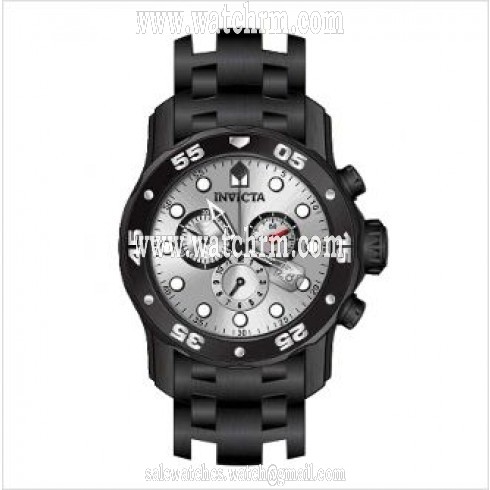 Invicta Pro Diver Chronograph Silver Dial Black Ion-plated Men's Watch 80075