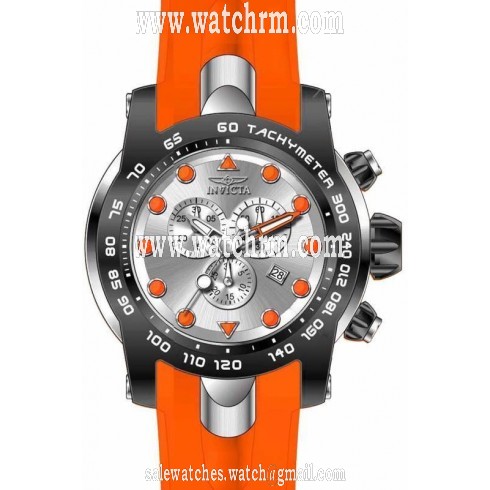 Invicta Pro Diver Chronograph Silver Dial Orange Silicone Men's Watch 17808
