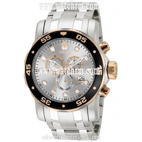 Invicta Pro Diver Chronograph Silver Dial Stainless Steel Men's Watch 80037