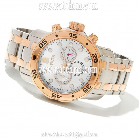 Invicta Pro Diver Chronograph Silver Dial Two-Tone Stainless Steel Men's Watch 13672