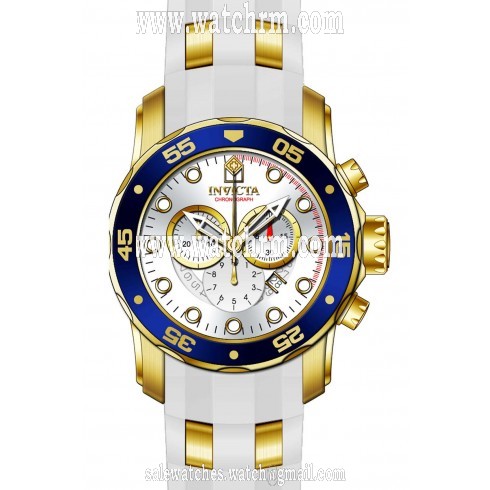 Invicta Pro Diver Chronograph Silver Dial White Polyurethane Gold-plated Men's Watch 20293
